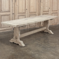 Antique Rustic Stripped Sycamore Trestle Dining Table