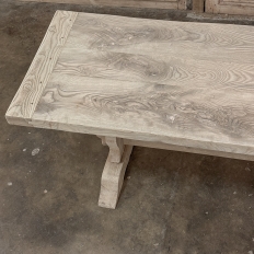 Antique Rustic Stripped Sycamore Trestle Dining Table