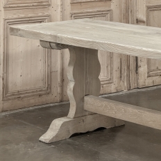 Antique Rustic Stripped Sycamore Trestle Dining Table