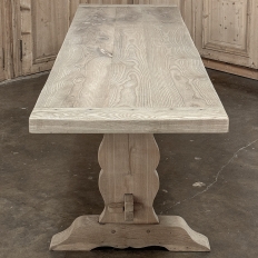 Antique Rustic Stripped Sycamore Trestle Dining Table