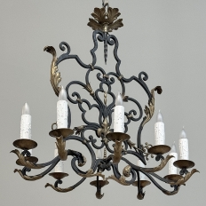 Antique Country French Wrought Iron Chandelier