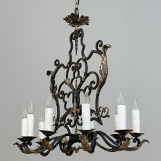 Antique Country French Wrought Iron Chandelier