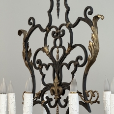 Antique Country French Wrought Iron Chandelier