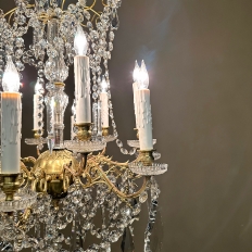 Antique French Louis XIV Brass & Crystal Chandelier