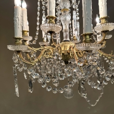 Antique French Louis XIV Brass & Crystal Chandelier