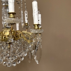 Antique French Louis XIV Brass & Crystal Chandelier