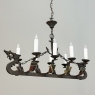 Antique French Wrought Iron Viking Long Boat Chandelier
