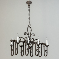 Antique Country French Wrought Iron Chandelier