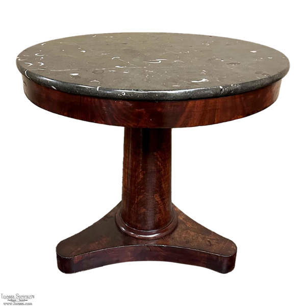 19th Century French Empire Marble Top Center, End Table