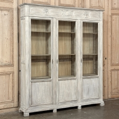 19th Century Country French Louis XVI Whitewashed Bookcase