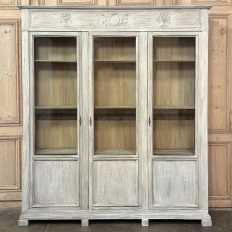 19th Century Country French Louis XVI Whitewashed Bookcase