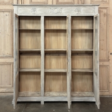 19th Century Country French Louis XVI Whitewashed Bookcase