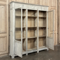 19th Century Country French Louis XVI Whitewashed Bookcase