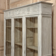 19th Century Country French Louis XVI Whitewashed Bookcase