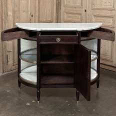 19th Century French Louis XVI Mahogany Buffet ~ Server with Carrara Marble