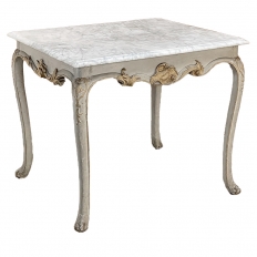 18th Century French Painted and Gilded Carrera Marble Top Table, Circa 1760.