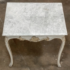 18th Century French Painted and Gilded Carrera Marble Top Table, Circa 1760.