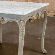 18th Century French Painted and Gilded Carrera Marble Top Table, Circa 1760.