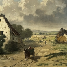 19th Century Framed Oil Painting on Canvas by Guillaume Lauters (1809–1889)