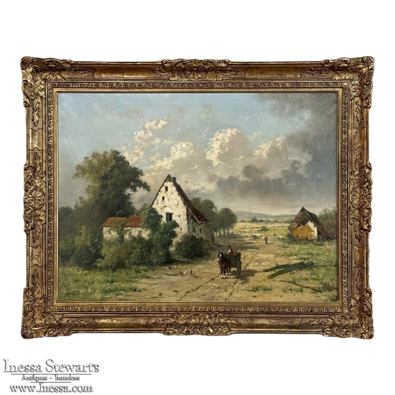 19th Century Framed Oil Painting on Canvas by Guillaume Lauters (1809–1889)