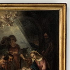 18th Century Framed Oil Painting on Canvas of Nativity ~ Flemish School