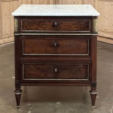 19th Century French Louis XVI Mahogany Carrara Marble Top Commode