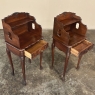 Pair Antique Country French Louis XV Walnut Nightstands ~ Side Tables