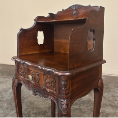 Pair Antique Country French Louis XV Walnut Nightstands ~ Side Tables