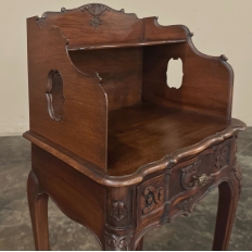 Pair Antique Country French Louis XV Walnut Nightstands ~ Side Tables