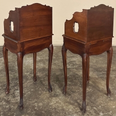 Pair Antique Country French Louis XV Walnut Nightstands ~ Side Tables