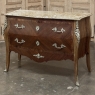 Antique French Louis XV Marquetry Marble Top Commode