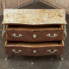 Antique French Louis XV Marquetry Marble Top Commode