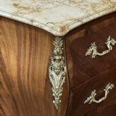 Antique French Louis XV Marquetry Marble Top Commode