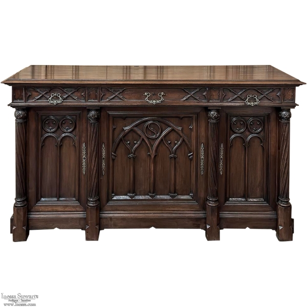 19th Century French Walnut Gothic Revival Buffet