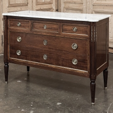 Antique French Louis XVI Mahogany Commode with Carrara Marble