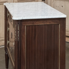 Antique French Louis XVI Mahogany Commode with Carrara Marble