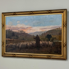 Antique Framed Oil Painting on Canvas by A. Fivet Dated 1923