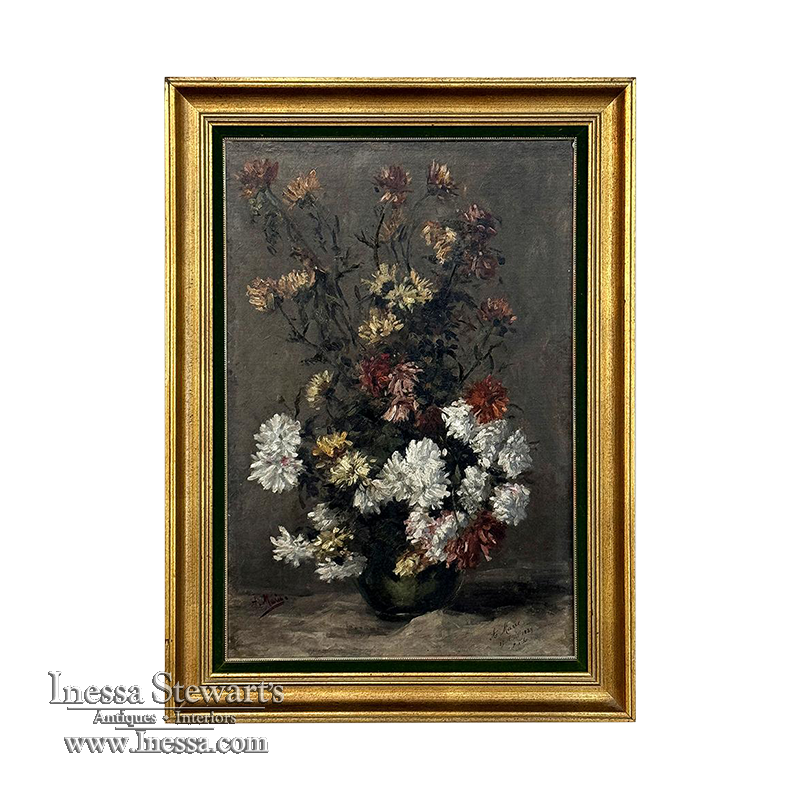 19th Century Framed Oil Painting on Canvas by A. Marie dated 1889