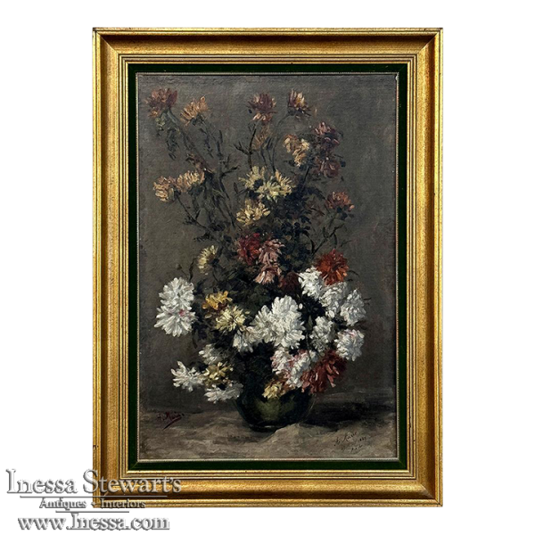 19th Century Framed Oil Painting on Canvas by A. Marie dated 1889