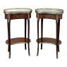 Pair Antique French Louis XVI Kidney Shaped End Tables ~ Nightstands