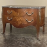 19th Century French Louis XV Marquetry Marble Top Commode