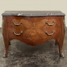 19th Century French Louis XV Marquetry Marble Top Commode