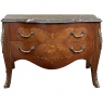 19th Century French Louis XV Marquetry Marble Top Commode