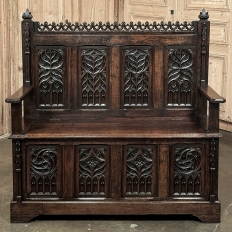 19th Century French Gothic Hall Bench