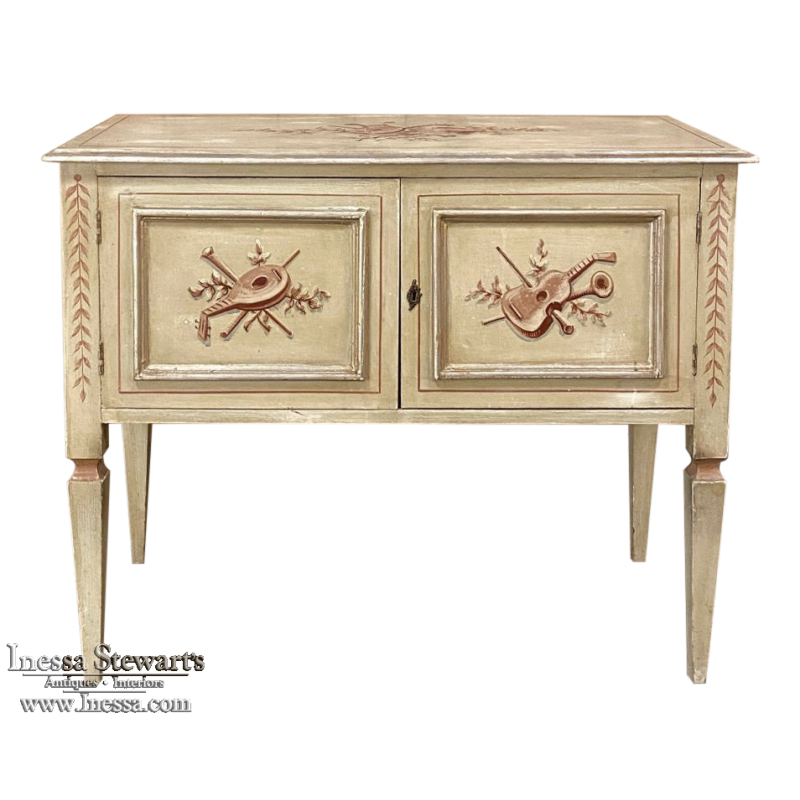 Antique Italian Neoclassical Hand-Painted Low Buffet ~ Console