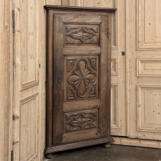 Antique Rustic Italian Piemontese Corner Cabinet