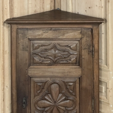 Antique Rustic Italian Piemontese Corner Cabinet