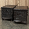 PAIR 19th Century French Gothic Revival Trunks ~ Blanket Chests