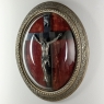 19th Century Crucifix in Oval Giltwood Frame with Glass