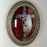 19th Century Crucifix in Oval Giltwood Frame with Glass